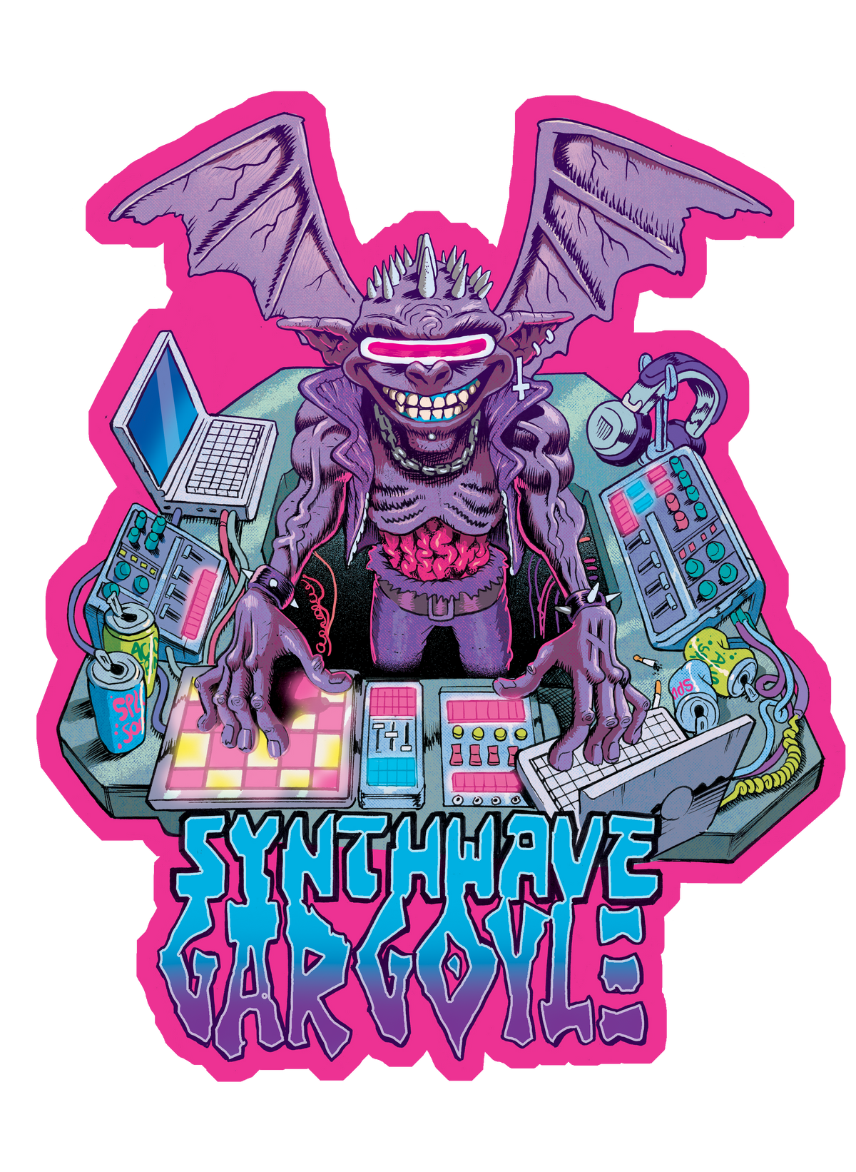 Synthwave Gargoyle Sticker